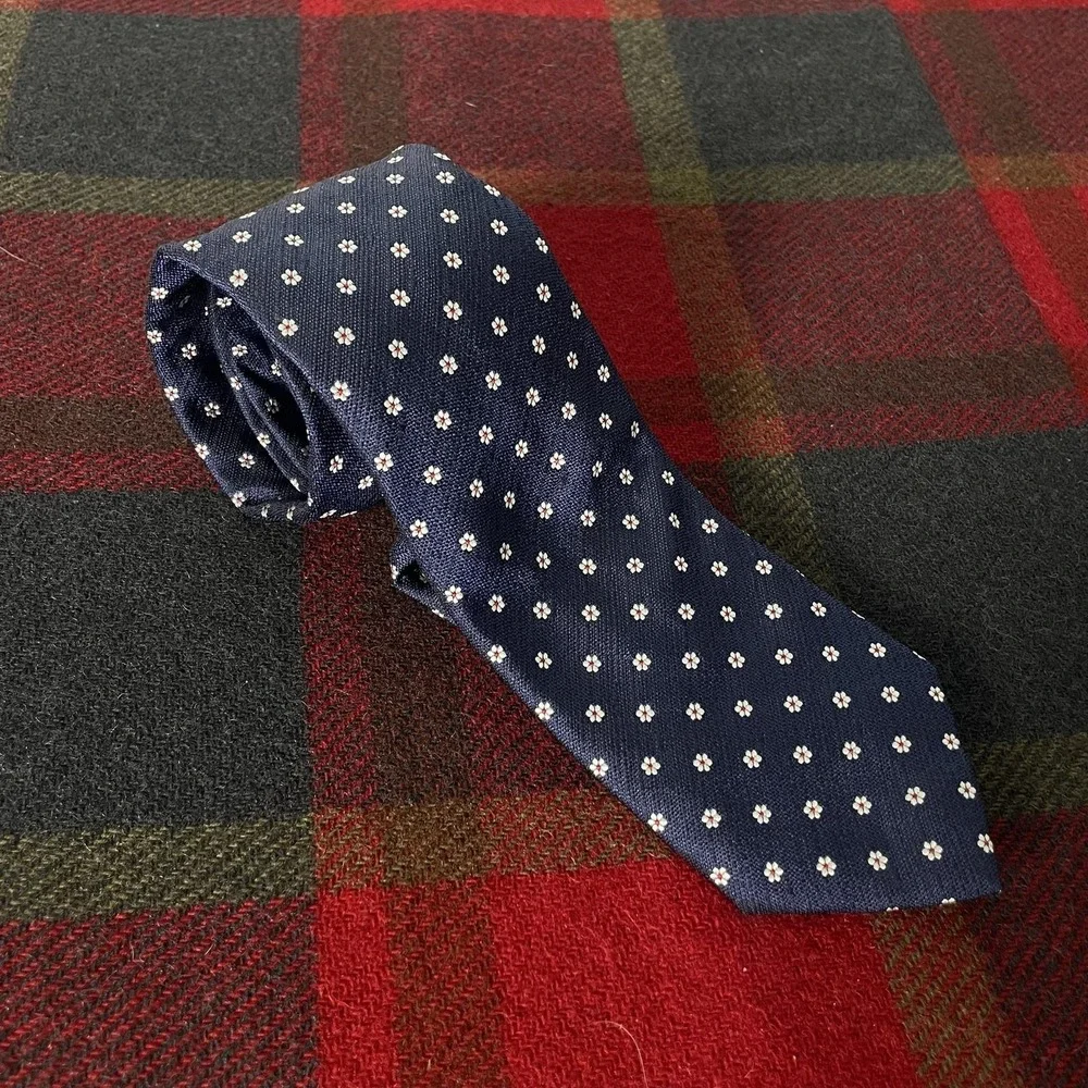 Eton Tie Mens One Size Blue Silk Floral Classic Woven Necktie Made In Italy